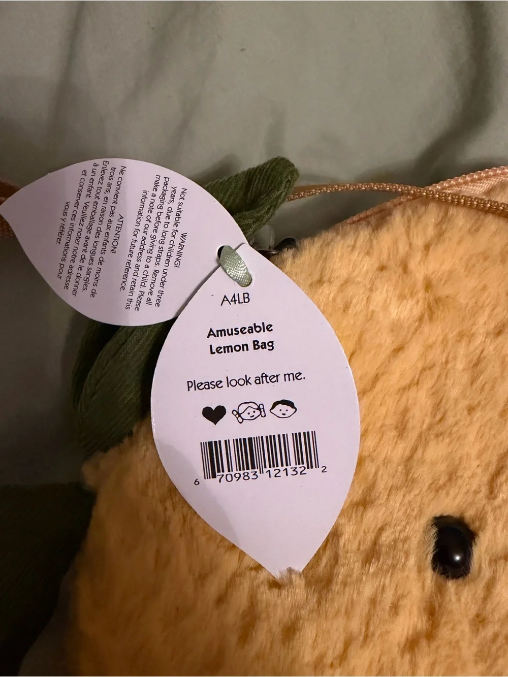 Jellycat Amuseable Lemon Bag BNWT